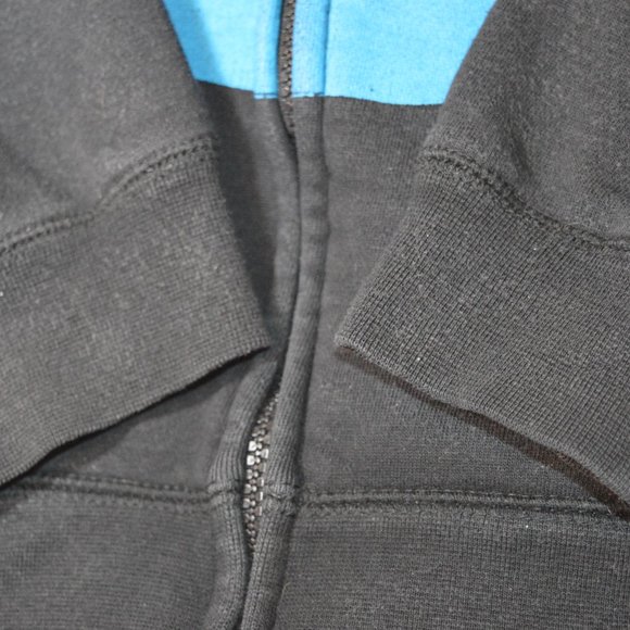 Fender Full Zip Mens Medium Blue Black Guitars Pocketed Hoodie Jacket - Picture 8 of 8